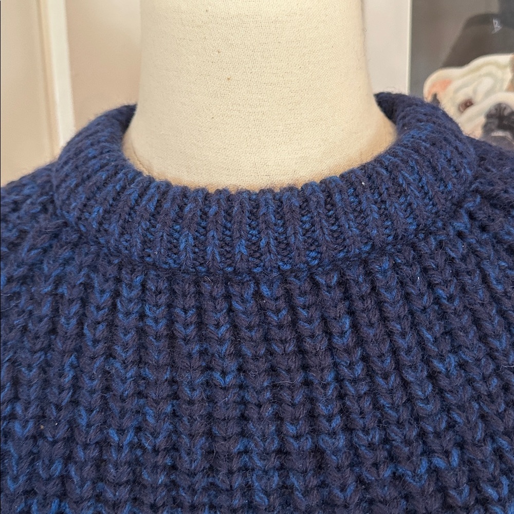 Vintage Cornish Jumpers Pure Wool Navy Royal Blue Women's M collar Sweater - Picture 3 of 13